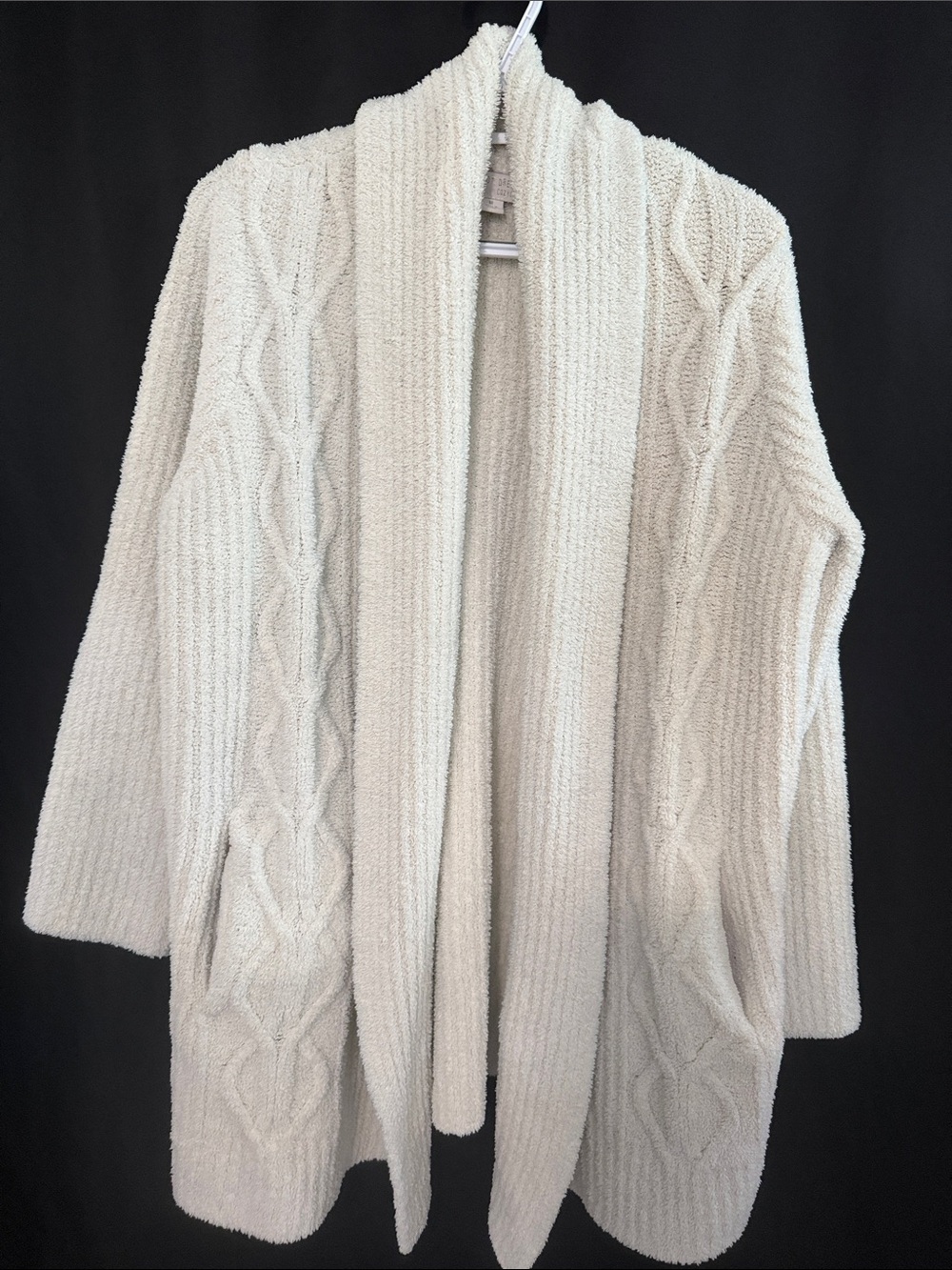 Barefoot Dreams Cream Cable Open-Front Cardigan